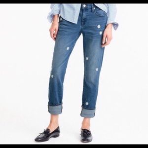 Barely worn J.Crew slim fit jean with daisies